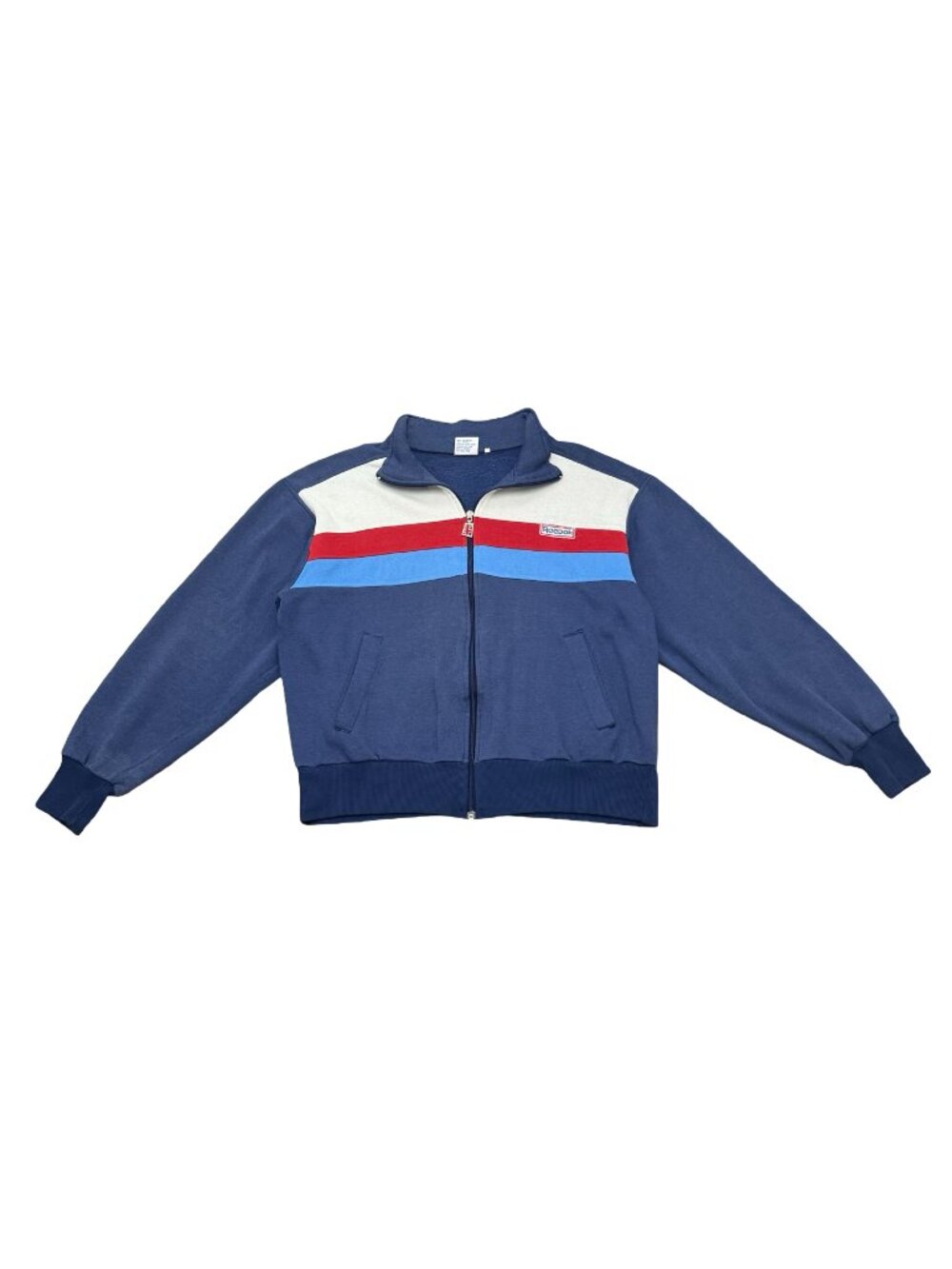 Vintage 1990s Reebok Full Zip Track Jacket Navy Colorblock Sweatshirt